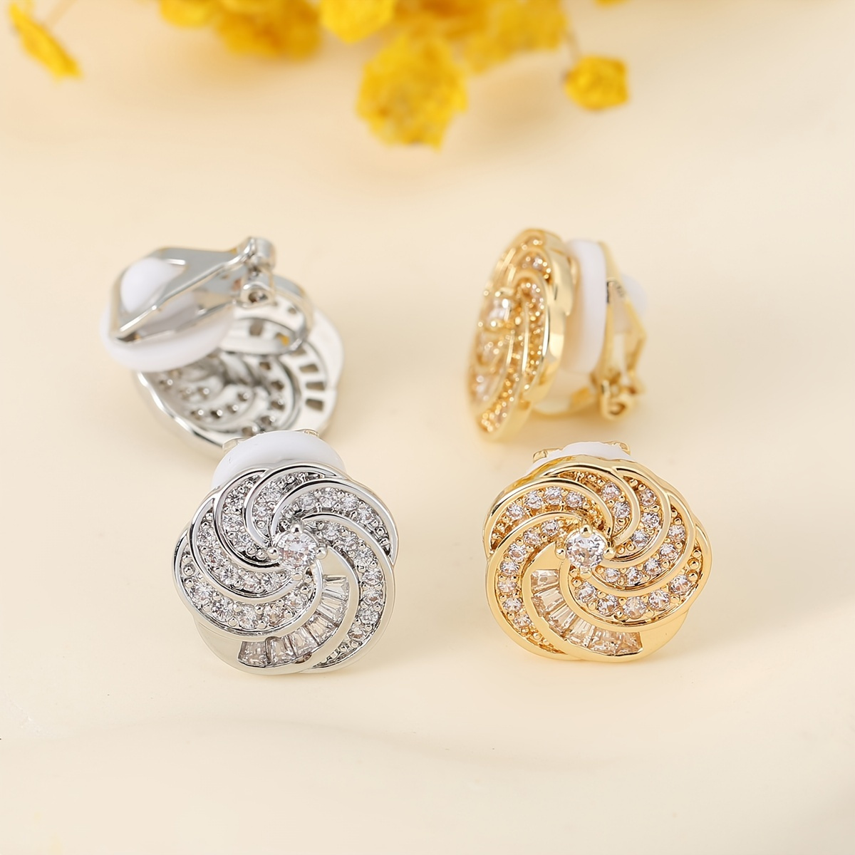 Premium Synthetic Zirconia Earrings with Dynamic Light Effects